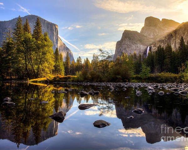 Capitan Poster featuring the photograph Sunrise On Yosemite Valley Yosemite by Stephen Moehle