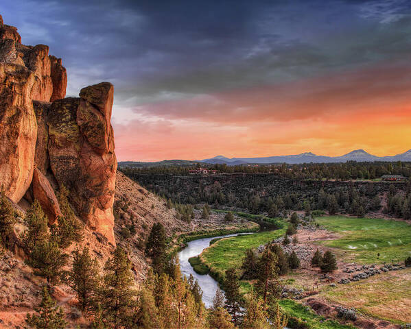 Scenics Poster featuring the photograph Sunset At Smith Rock State Park In by David Gn Photography
