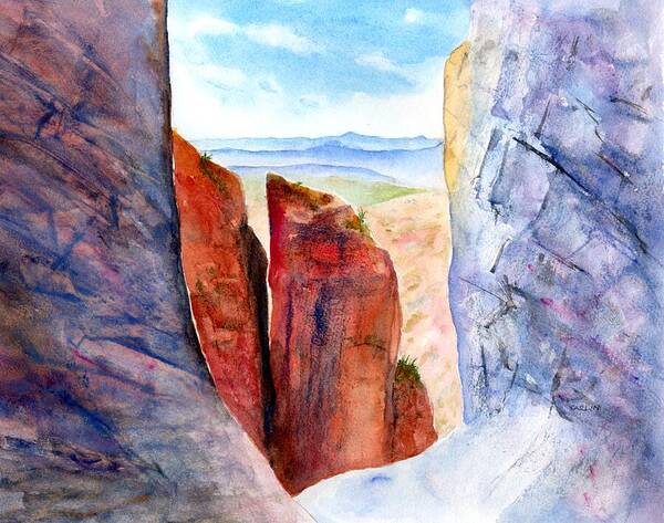 Big Bend Poster featuring the painting Texas Big Bend Window Trail Pour Off by Carlin Blahnik CarlinArtWatercolor