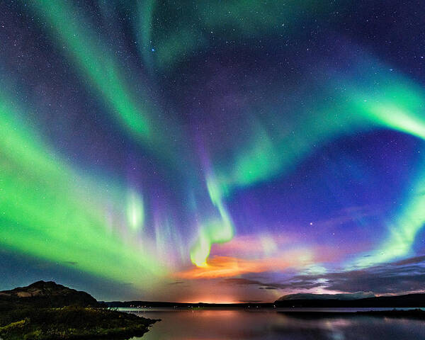 Aurora Poster featuring the photograph The Aurora In Iceland by Jeffrey C. Sink