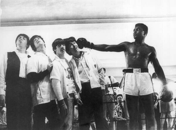 Sports Training Poster featuring the photograph The Beatles And Muhammad Ali In 1964 by Keystone-france