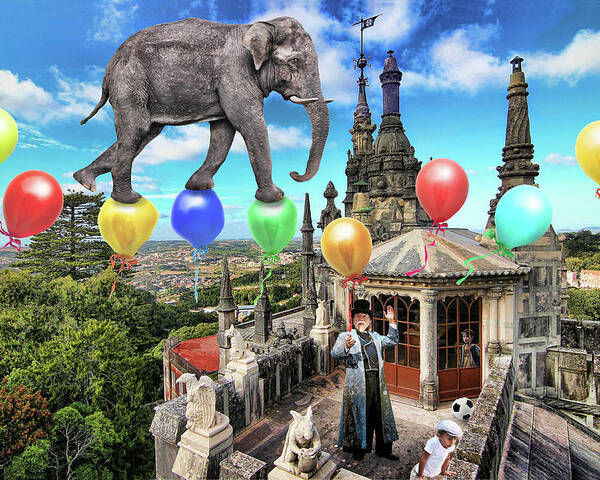 Elephant Poster featuring the photograph The Magician on the Roof by Aleksander Rotner