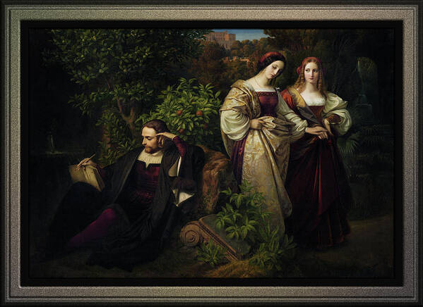 Torquato Tasso Poster featuring the painting Torquato Tasso and the Two Leonores by Karl Ferdinand Sohn by Rolando Burbon