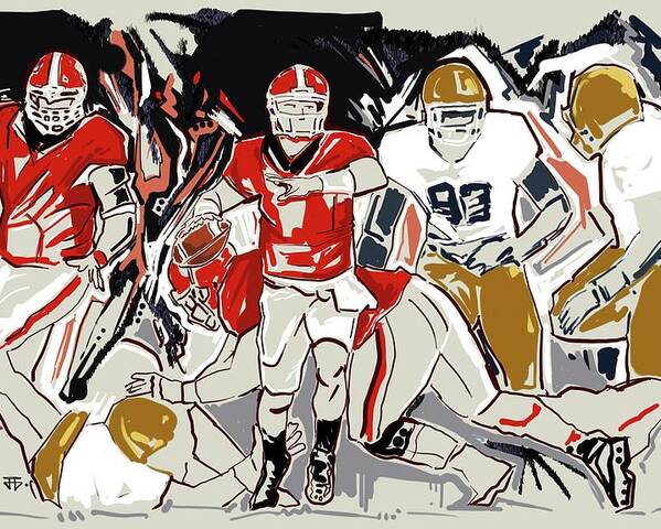 Uga Football Poster featuring the painting UGA Notre Dame by John Gholson