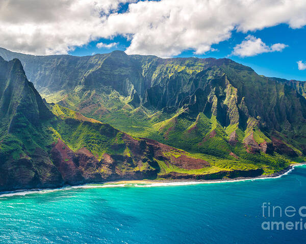 Mountains Poster featuring the photograph View On Napali Coast On Kauai Island by Alexander Demyanenko