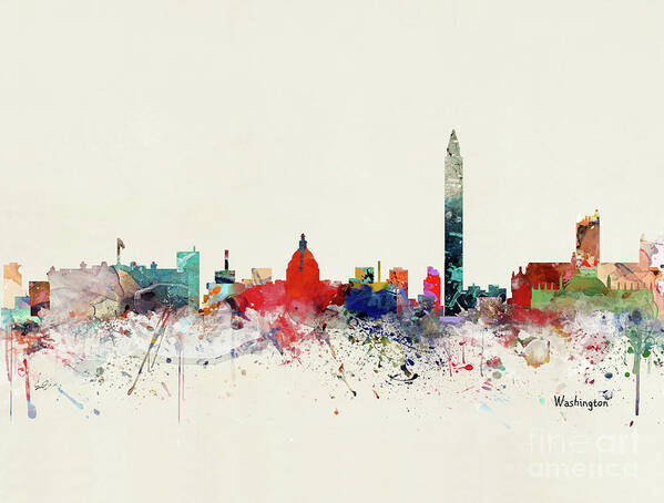 Washington Poster featuring the painting Washington Dc Skyline by Bri Buckley