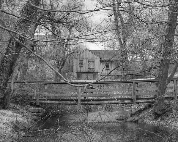 Waterloo Village Poster featuring the photograph Wooden Bridge Over Stream - Waterloo Village by Christopher Lotito