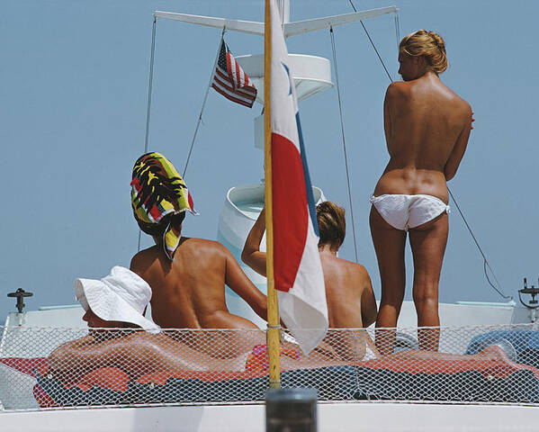 People Poster featuring the photograph Yacht Holiday by Slim Aarons