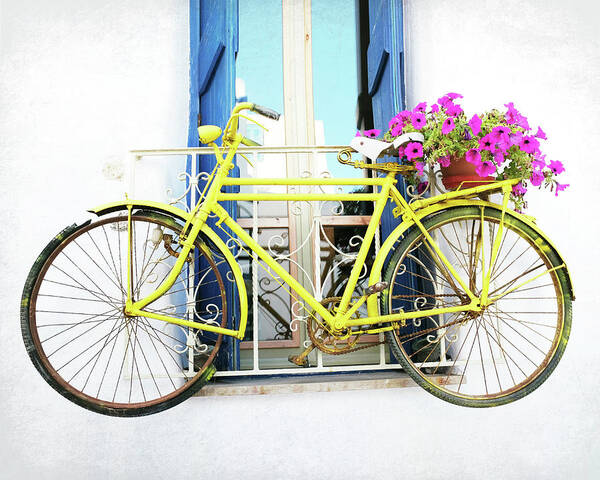 Bike Poster featuring the photograph Yellow Bike by Lupen Grainne