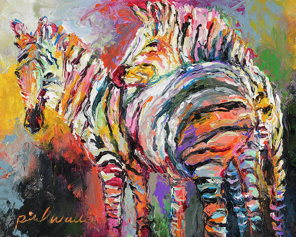 Zebras Poster featuring the painting Zebras by Richard Wallich