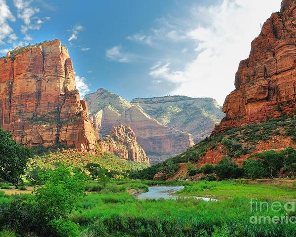 Southwest Poster featuring the photograph Zion Canyon With The Virgin River by Bjul