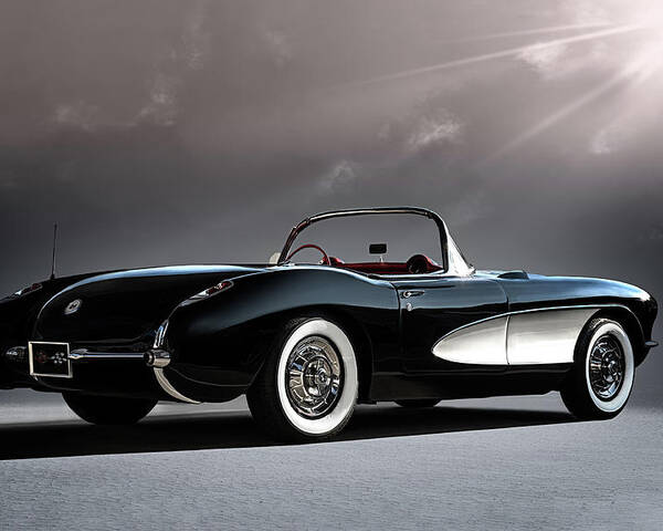 Classic Poster featuring the digital art '56 Corvette Convertible by Douglas Pittman
