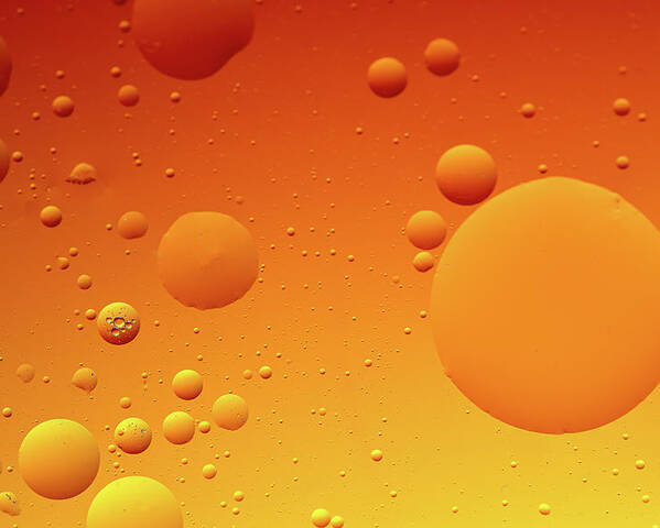 Connection Poster featuring the photograph Bright abstract, yellow background with flying bubbles by Michalakis Ppalis