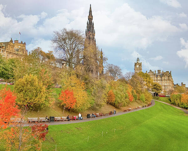 City Of Edinburgh Poster featuring the digital art City of Edinburgh Scotland - Scots Memorial by SnapHappy Photos