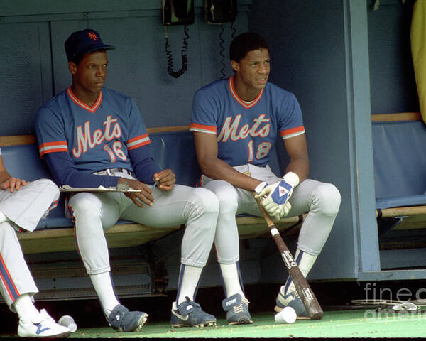 Dwight Gooden Poster featuring the photograph Dwight Gooden and Darryl Strawberry by George Gojkovich