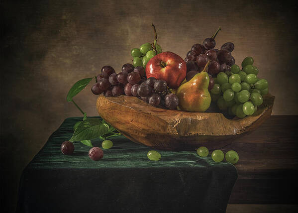 Still Life Poster featuring the pyrography Fruits by Anna Rumiantseva