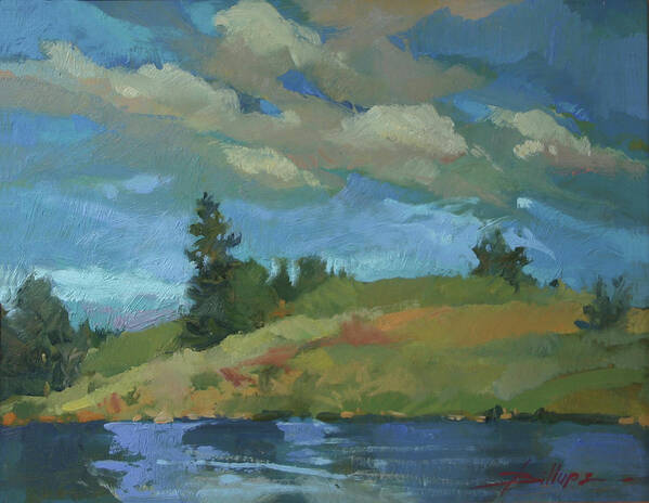 Plein Air Landscape Poster featuring the painting HayPress Lake by Betty Jean Billups