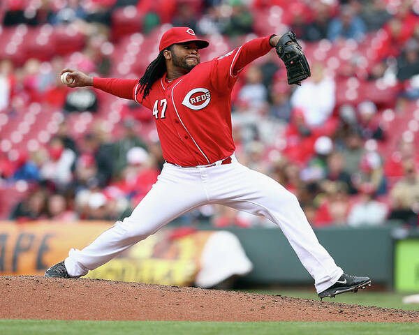 Great American Ball Park Poster featuring the photograph Johnny Cueto by Andy Lyons