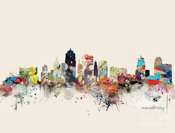 Kansas City Poster featuring the painting Kansas City Skyline by Bri Buckley