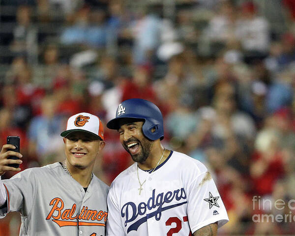 Second Inning Poster featuring the photograph Manny Machado and Matt Kemp by Patrick Smith