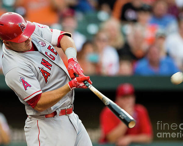 Three Quarter Length Poster featuring the photograph Mike Trout by Patrick Mcdermott