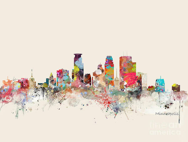 Minneapolis Poster featuring the painting Minneapolis Skyline by Bri Buckley