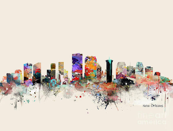 New Orleans Poster featuring the painting New Orleans Skyline by Bri Buckley