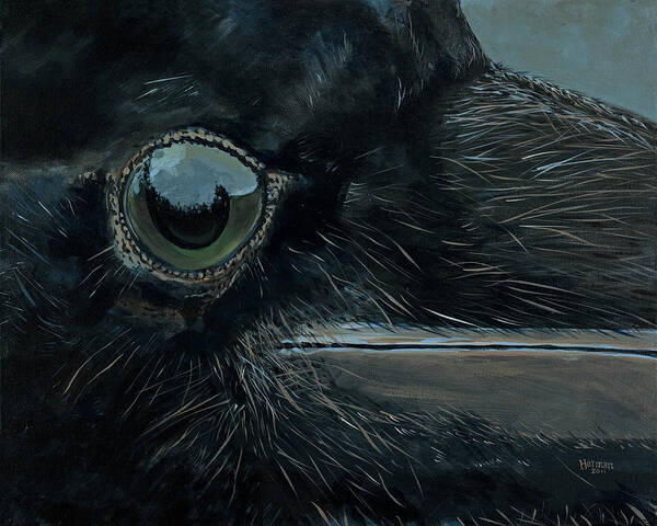 Raven Poster featuring the painting Raven's Eye by Les Herman