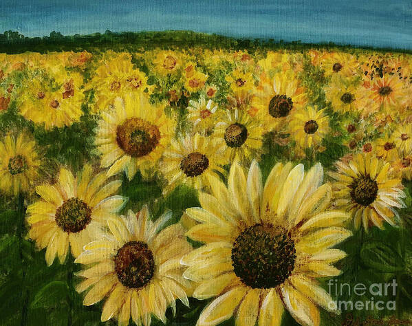 Sunflowers Poster featuring the painting Sunflower Field by Deb Stroh-Larson
