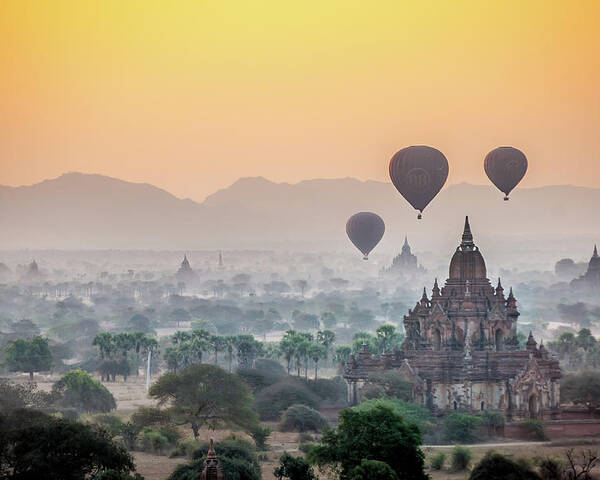 Sunrise Poster featuring the photograph Sunrise at Bagan by Arj Munoz