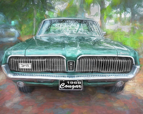 1968 Green Mercury Cougar Poster featuring the photograph 1968 Mercury Cougar X102 by Rich Franco