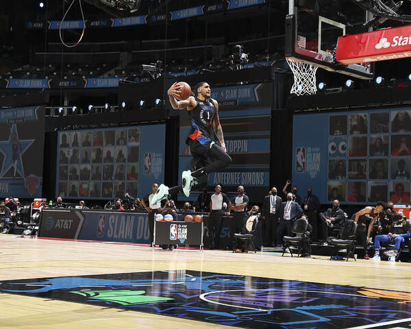 Obi Toppin Poster featuring the photograph 2021 NBA All-Star - AT&T Slam Dunk Contest by Nathaniel S. Butler