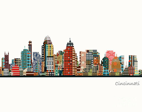 Cincinnati Poster featuring the painting Cincinnati Ohio Skyline by Bri Buckley