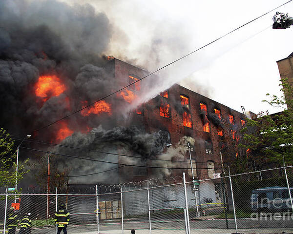 May 2nd 2006 Spectacular Greenpoint Terminal 10 Alarm Fire in Brooklyn, NY  Zip Pouch by Steven Spak - Pixels