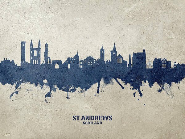 St Andrews Poster featuring the digital art St Andrews Scotland Skyline by Michael Tompsett
