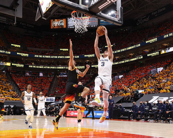 Grayson Allen Poster featuring the photograph 2021 NBA Playoffs - Memphis Grizzlies v Utah Jazz by Joe Murphy