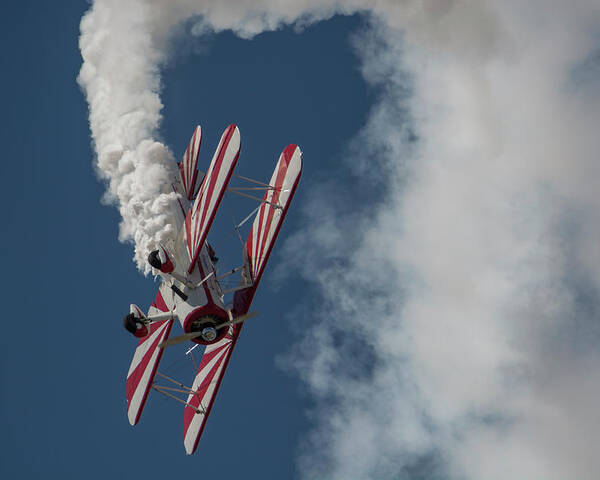 Red Poster featuring the photograph Red and White Airplane by Carolyn Hutchins