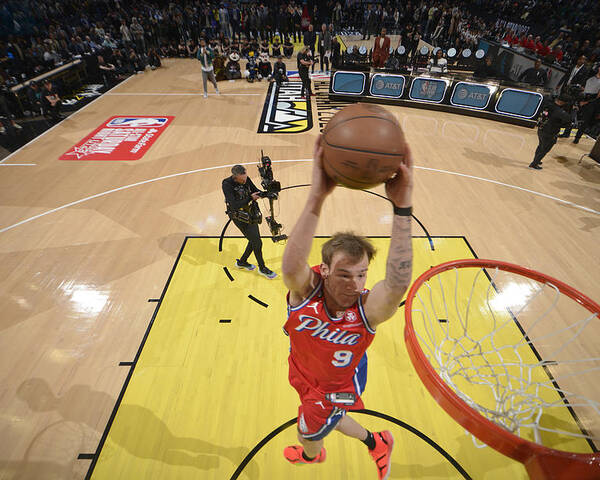 Mac Mcclung Poster featuring the photograph 2023 NBA All-Star - AT&T Slam Dunk Contest by Jesse D. Garrabrant