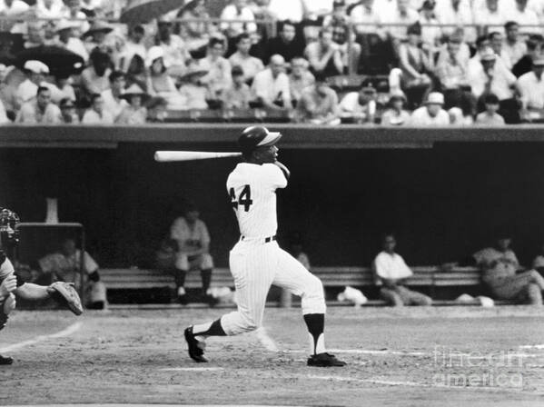 Sports Bat Poster featuring the photograph Hank Aaron by National Baseball Hall Of Fame Library