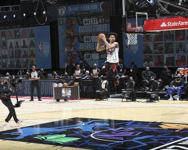 Anfernee Simons Poster featuring the photograph 2021 NBA All-Star - AT&T Slam Dunk Contest by Nathaniel S. Butler