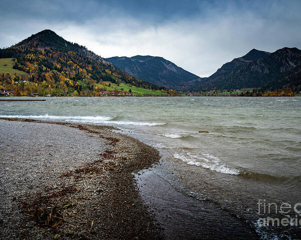 Schliersee Poster featuring the photograph A autumn day at the lake by Hannes Cmarits