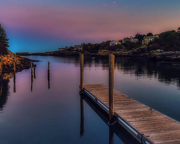 Perkins Cove Poster featuring the photograph A Beautiful Night in Perkins Cove by Penny Polakoff