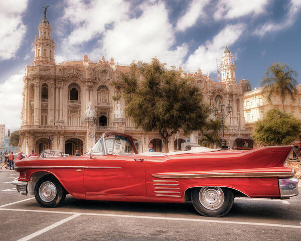 La Habana Poster featuring the photograph A Cadillac and the Hotel Inglaterra by Micah Offman