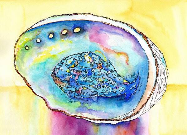 Shell Poster featuring the painting Abalone Shell Reflections by Carlin Blahnik CarlinArtWatercolor