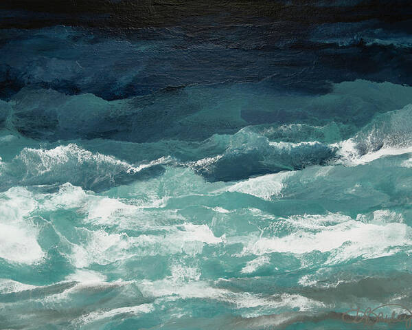  Abstract Seascape Poster featuring the painting Abundant as the Seas by Linda Bailey