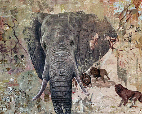  Poster featuring the painting African Bull by Ronnie Moyo