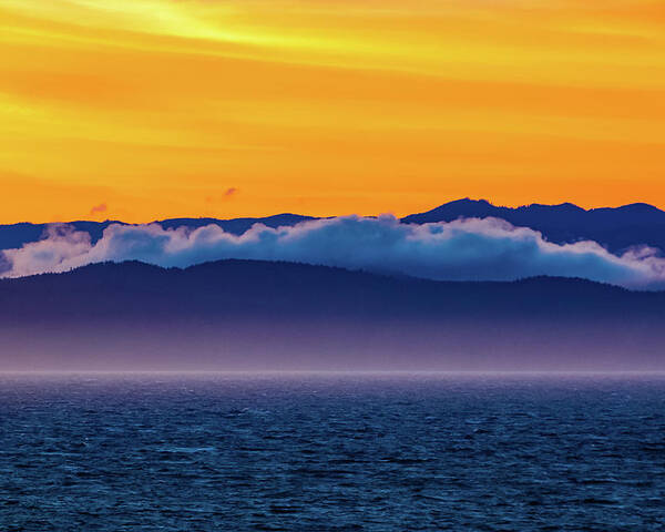 Alaska Poster featuring the digital art Alaska Inside Passage Sunset by SnapHappy Photos