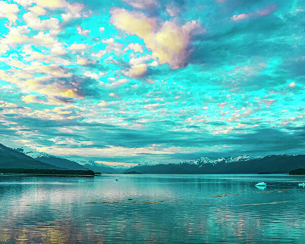 Alaska Poster featuring the digital art Alaska Sunset Inside Passage by SnapHappy Photos