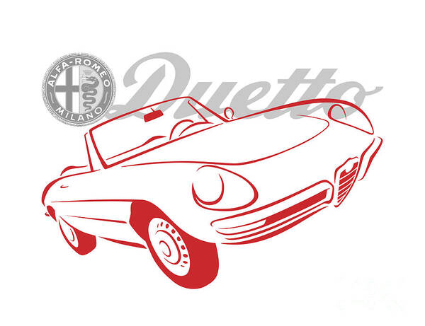 Alfa Poster featuring the digital art Alfa Duetto Spider-1 by Rick Andreoli