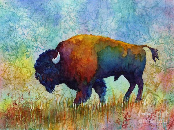 Bison Poster featuring the painting American Buffalo 5 by Hailey E Herrera